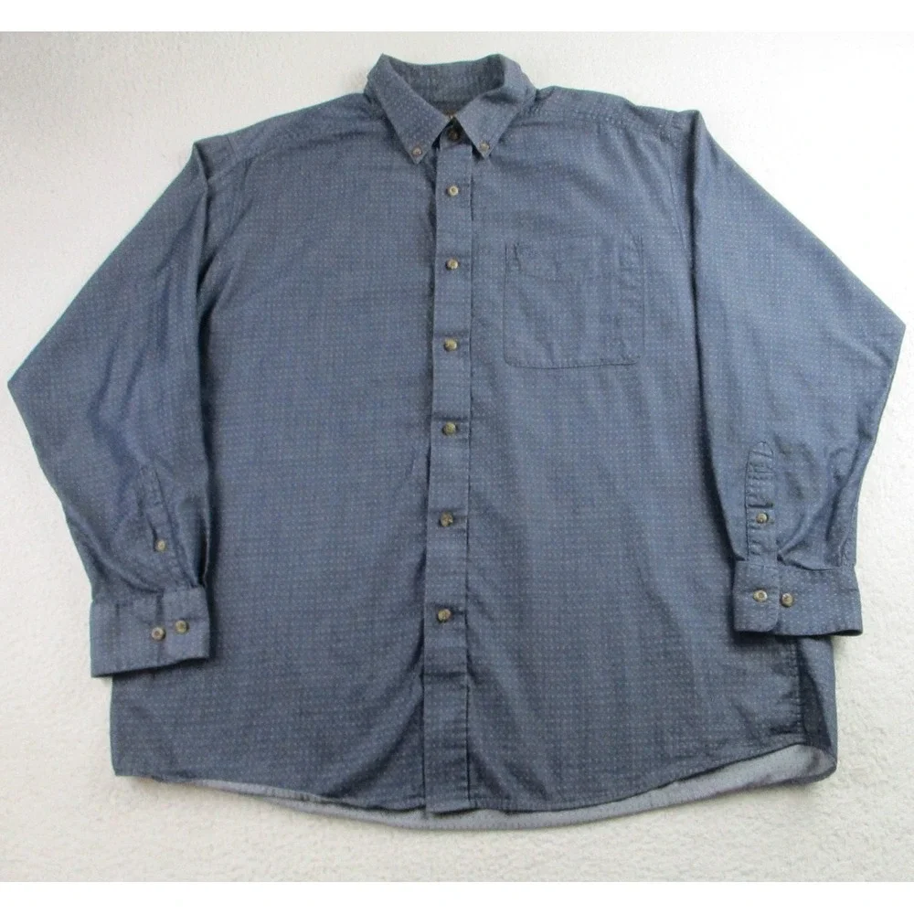 Ariat Shirt Mens XL Blue Button Down Long‎ Sleeve 100% Cotton Western Pocket